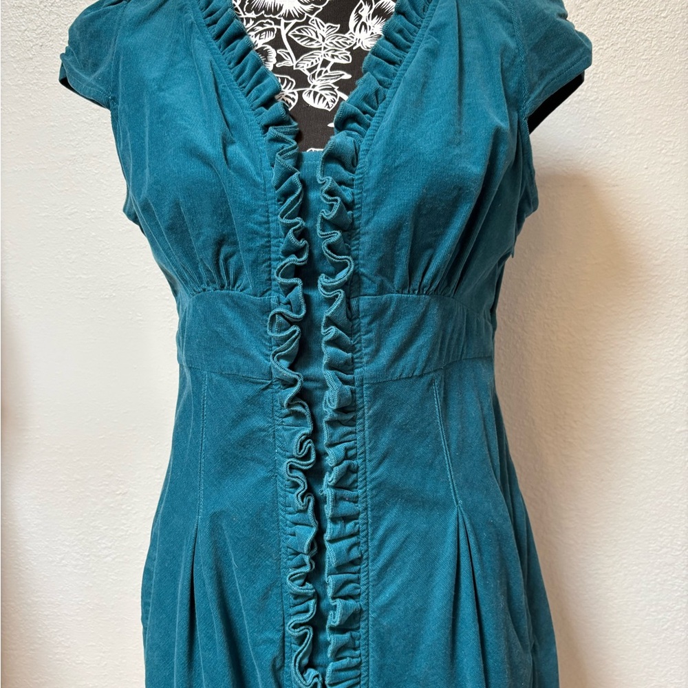 Maeve from Anthropology Teal Ruffle Dress